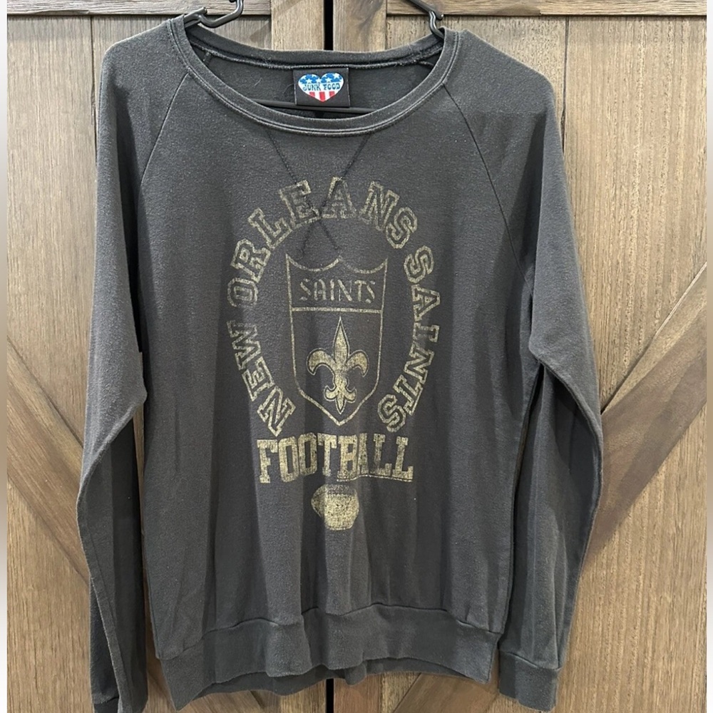 Women’s Junk Food Black New Orleans Saints  NFL Football Shirt Size M Made USA